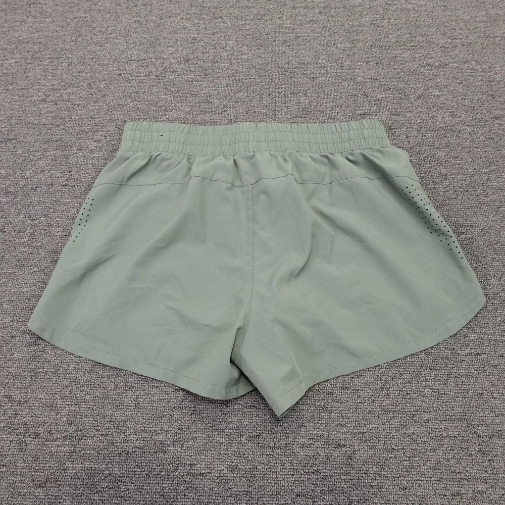 ASICS Shorts Womens Small Green Lined 4.5 In Inseam Running Drawstring Pockets